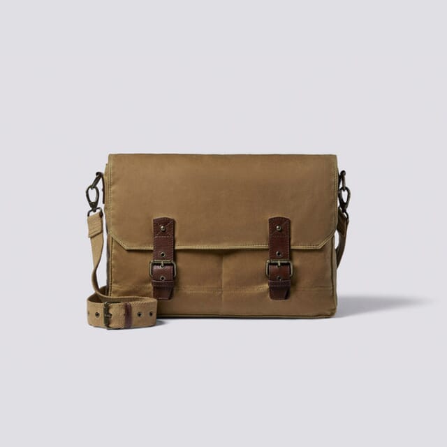Grenson Messenger Bag In Khaki Canvas