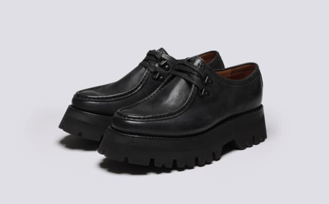 grenson Polly | Womens Derby Shoes in Black Nubuck