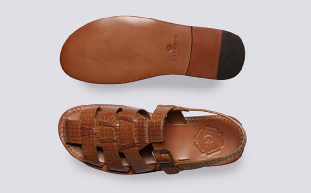 Grenson Quincy | Mens Sandals In Tan Printed Nubuck