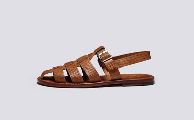 Grenson Quincy | Mens Sandals In Tan Printed Nubuck