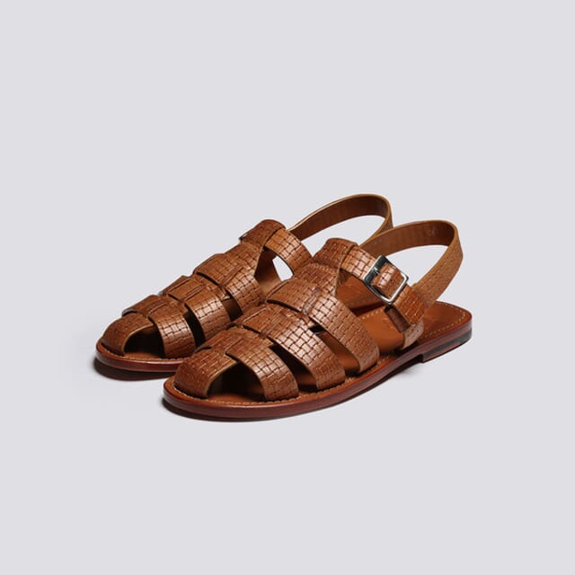 Grenson Quincy | Mens Sandals In Tan Printed Nubuck