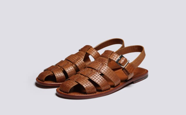 grenson Quincy | Mens Sandals in Tan Printed Nubuck