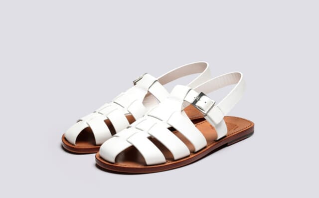 grenson Quincy | Mens Sandals in White Leather