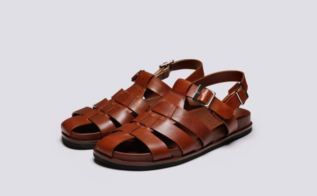 grenson Quinton | Mens Sandals in Tan Leather