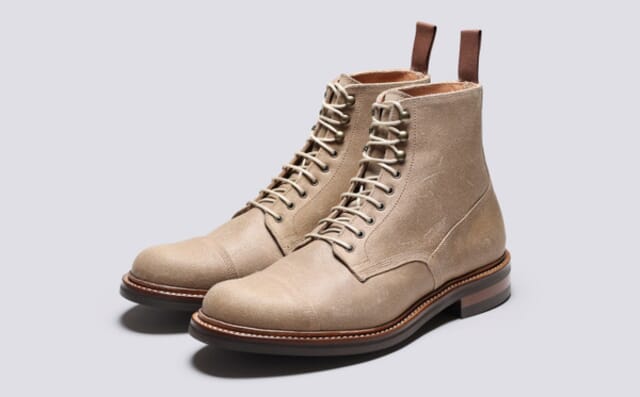 grenson Randall | Mens Derby Boots in Taupe Suede