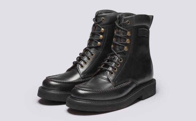 grenson Rhoda | Womens Derby Boots in Black Leather
