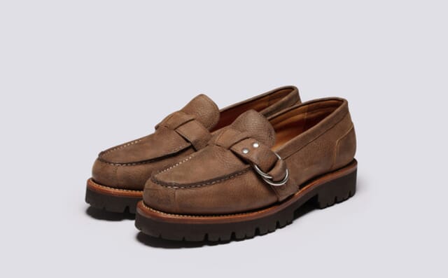 grenson Ripley | Mens Loafers in Brown Nubuck Grain