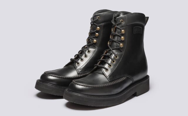 grenson Roddy | Mens Derby Boots in Black Leather