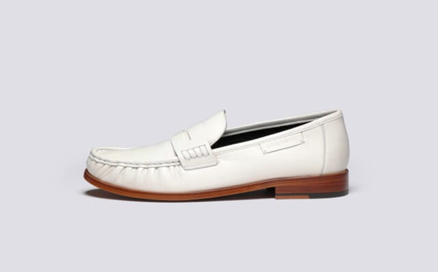 Grenson Simeon | Mens Moccasin Loafers In White
