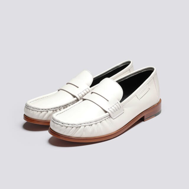 Grenson Simeon | Mens Moccasin Loafers In White
