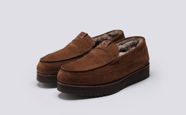 grenson Sly 2 | Mens Slippers in Brown Suede