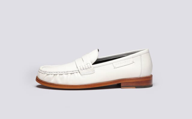 Grenson Susanna | Womens Moccasin Loafers In White