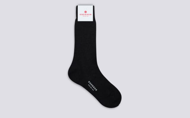 Grenson Womens Alpaca Sock | Black Wool