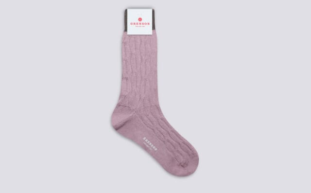 Grenson Womens Chain Sock | Pink Wool