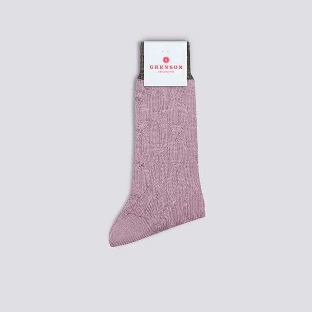 Grenson Womens Chain Sock | Pink Wool