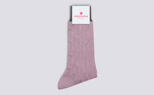 grenson Womens Chain Sock | Pink Wool