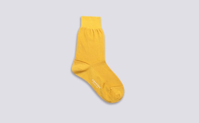 Grenson Womens Chunky Rib Sock | Mustard Wool