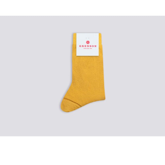 Grenson Womens Chunky Rib Sock | Mustard Wool