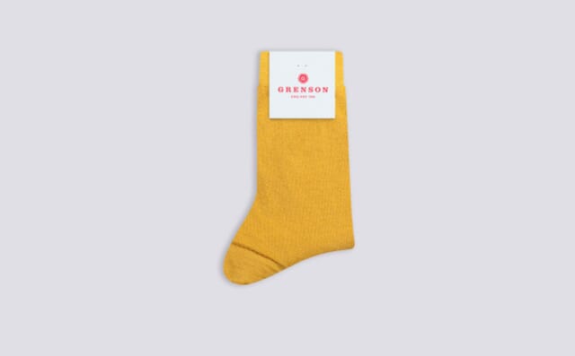 grenson Womens Chunky Rib Sock | Mustard Wool