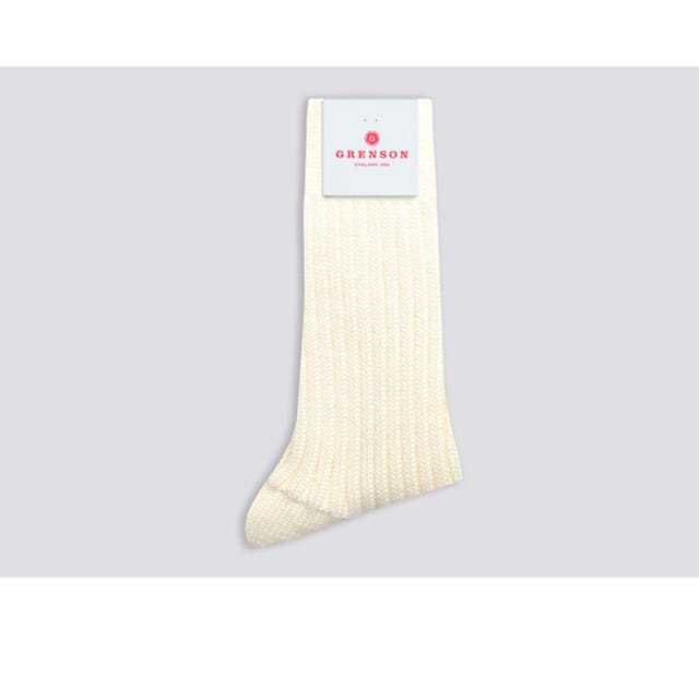 Grenson Womens Chunky Wool Sock | Cream Wool