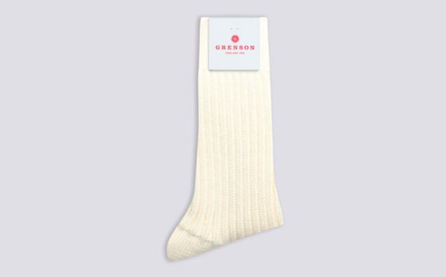 grenson Womens Chunky Wool Sock | Cream Wool