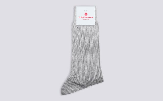 grenson Womens Chunky Wool Sock | Grey Wool