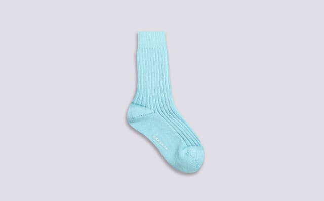 Grenson Womens Chunky Wool Sock | Light Blue Wool