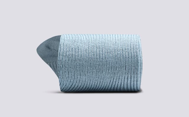 Grenson Womens Plain Rib Sock | Mid Blue Wool