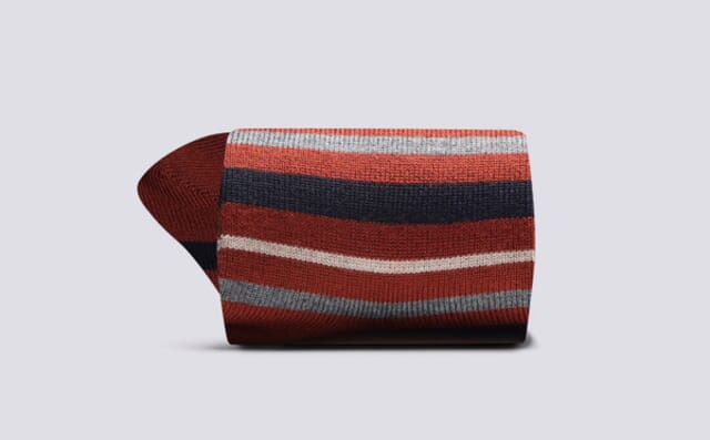 Grenson Womens Stripe Sock | Tan And Navy Wool