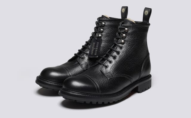 grenson Grenson x Belstaff 3 | Mens Boots in Black Grain and Shearling