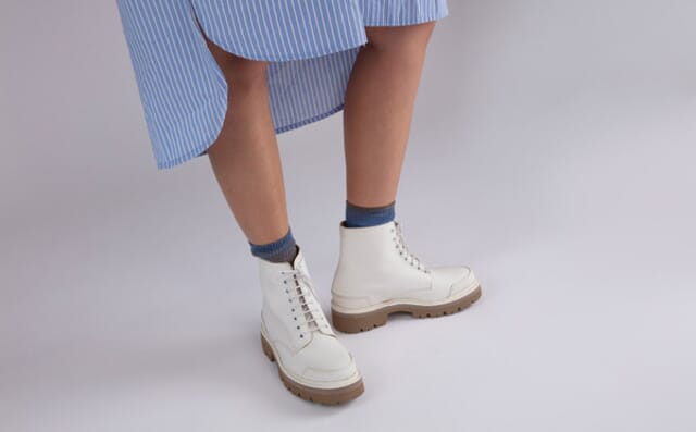 Grenson Halle | Womens Boots In White Rubberised Leather