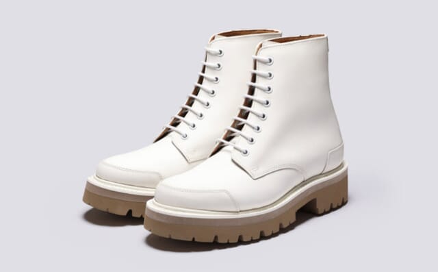 grenson Halle | Womens Boots in White Rubberised Leather