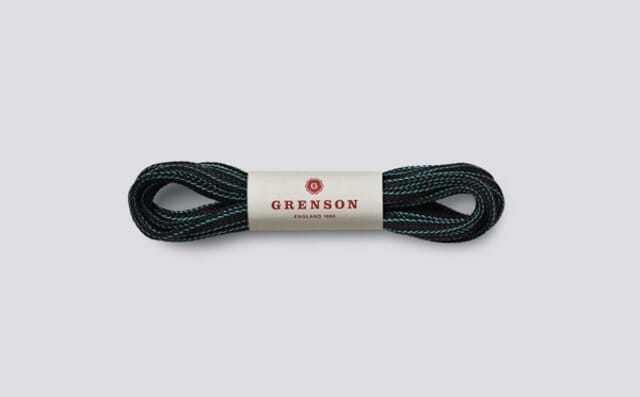 grenson Hiking Boot Laces | Turquoise Fleck Cotton and Nylon Blend Laces