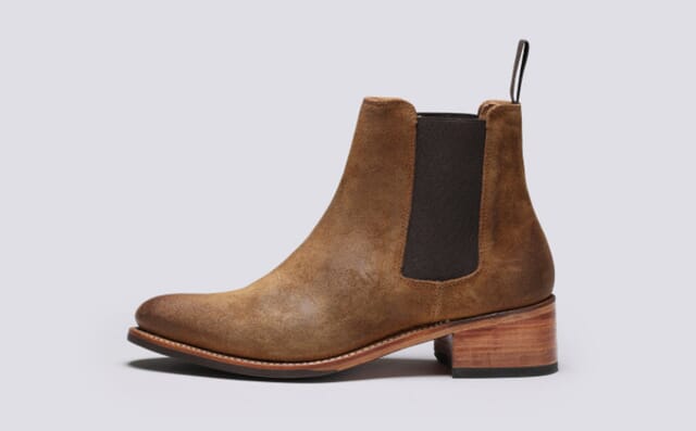 Grenson Ingrid | Womens Chelsea Boots In Brown Burnished Suede