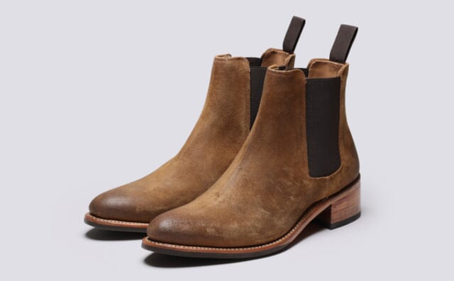 grenson Ingrid | Womens Chelsea Boots in Brown Burnished Suede