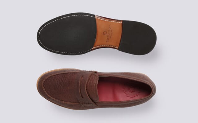 Grenson Jago | Mens Loafers In Brown Hidro Grain Leather