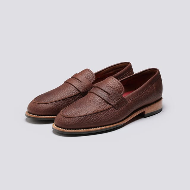 Grenson Jago | Mens Loafers In Brown Hidro Grain Leather