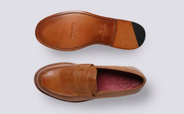 Grenson Jago | Mens Loafers In Light Tan Dipped Leather
