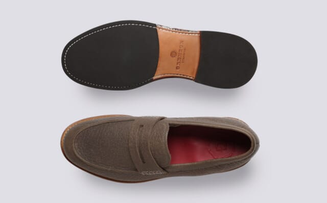 Grenson Jago | Mens Loafers In Taupe Hidro Grain Leather
