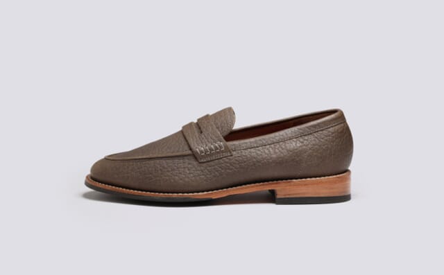 Grenson Jago | Mens Loafers In Taupe Hidro Grain Leather