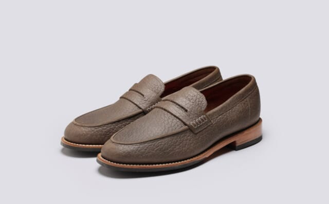 grenson Jago | Mens Loafers in Taupe Hidro Grain Leather