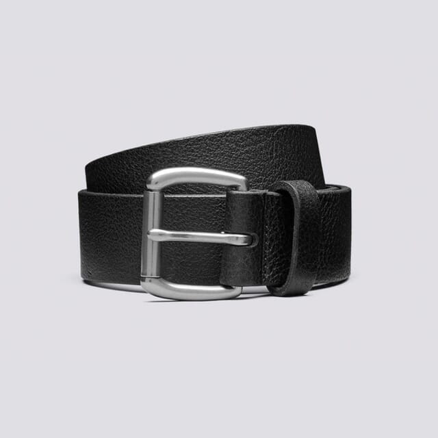 Grenson Jeans Belt Black | Jeans Belt In Italian Black Pebble Grain Leather Shoes
