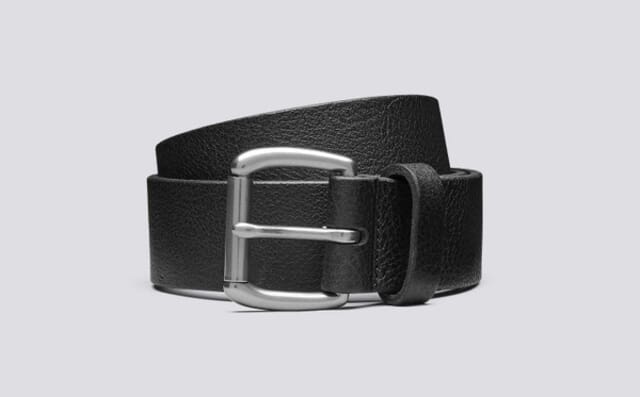 grenson Jeans Belt Black | Jeans Belt In Italian Black Pebble Grain Leather Shoes