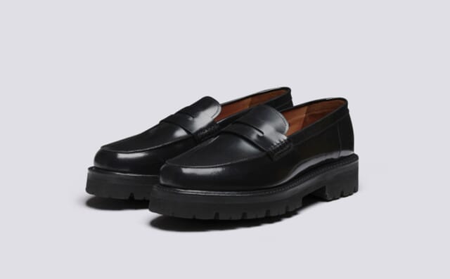 grenson Jefferson | Loafers for Men in Black Hi Shine Leather