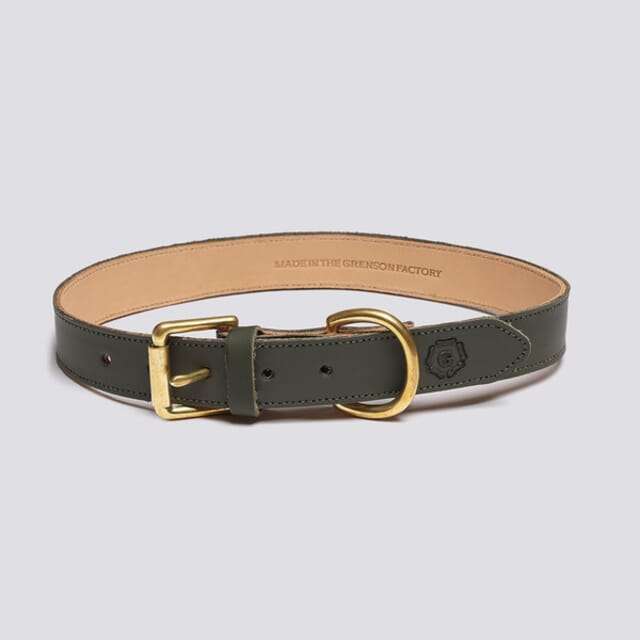 Grenson Large Dog Collar | Handmade Green Rubberised Leather