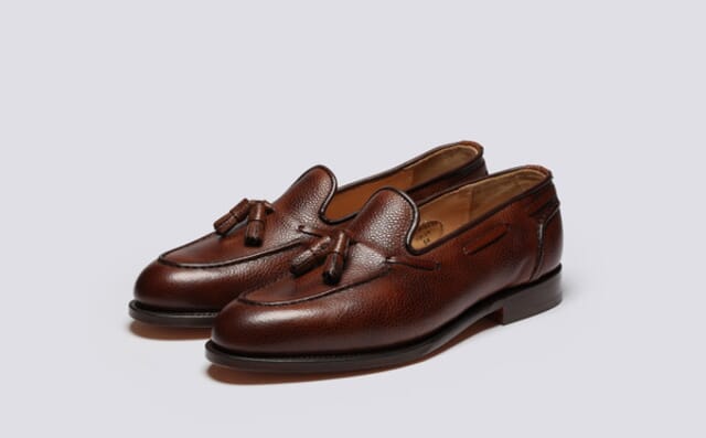 grenson Leadenhall | Mens Loafers in Dark Brown Grain Leather