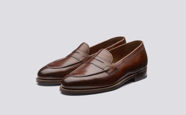 grenson Lloyd | Mens Loafers in Tan Handpainted Leather Shoes