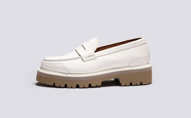 Grenson Lyndsey | Womens Loafers In White Rubberised Leather
