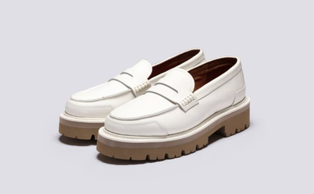 grenson Lyndsey | Womens Loafers in White Rubberised Leather