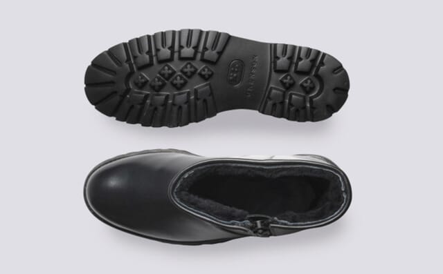 Grenson Marge | Womens Boots In Black Leather With Shearling